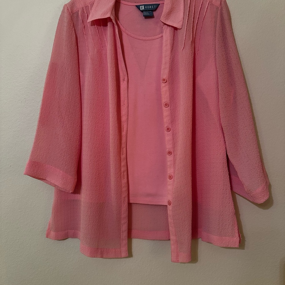 Koret Women's Pink Two Piece Blouse—Size M